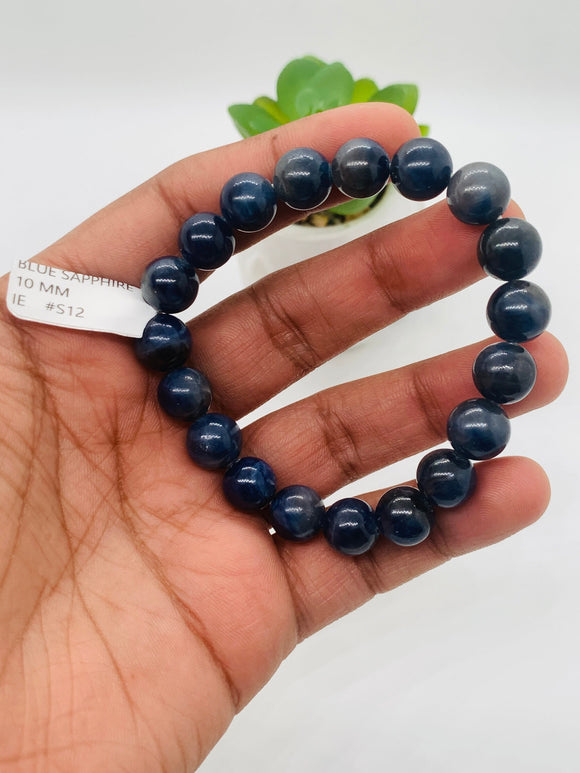 Blue Sapphire Bracelet 10 mm Size • Code # S12 • AAAA Quality • 7.5'' length • Natural Sapphire  • Sapphire Round Bracelet