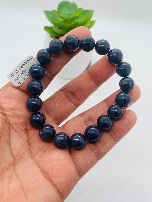 Blue Sapphire Bracelet 10.5 mm Size • Code # S18 • AAA+ Quality • 7.5'' length • Natural Sapphire  • Sapphire Round Bracelet