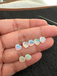 Ethiopian Opal Faceted Heart shape 7MM AAA Quality, pack of 1 Piece, Opal Cabochon - Ethiopian faceted Cabochon