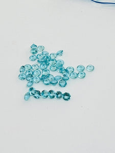 Apatite Faceted 3mm Size • Pack of 5 Pcs • AAA Quality • sky Blue Color • Natural Apatite faceted Round Cabochons