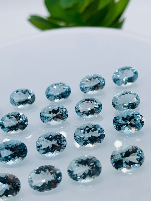 Aquamarine Oval faceted 6x8 mm Size  - Pack of 1 Piece - AAAA Quality -  Dark Blue Color -  Natural Aquamarine Stone