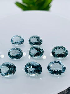 Aquamarine  Oval faceted  9x11 mm Size  - Pack of 1 Piece - AAAA Quality -  Dark Blue Color -  Natural Aquamarine Stone