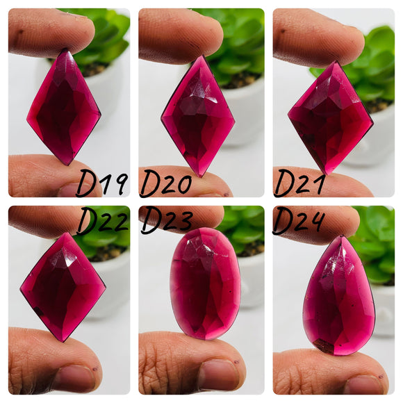 Garnet Rose Cut Fancy Shape • Code D19- D24 • Garnet Faceted Cut (Polki)  •  AAA Quality- Best for Jewelry making • One Side Cutting