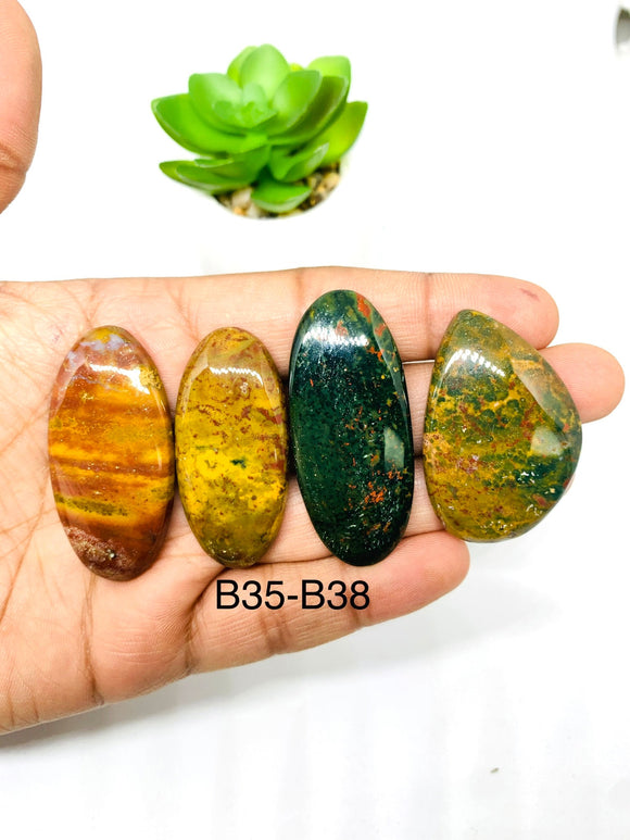 Bloodstone Cabochon • Code B35- B38 • Natural Bloodstone Cabs • Bloodstone Cabs • Perfect for Jewelry Making