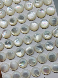 6MM Mother of Pearl Cabochon - white MOP Round Cabs   • AAA Quality • Pack of 6 pieces