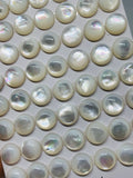 8MM Mother of Pearl Cabochon - white MOP Round Cabs   • AAA Quality • Pack of 6 pieces