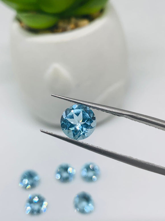 8MM Swiss Blue Topaz faceted Cabs ,natural gemstone cabochon , Pack of 1 pc , AAA grade gemstone