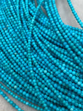 Sleeping Beauty Turquoise Round Beads 2MM size -100 % Natural Turquoise - Length 40 cm - Turquoise Round Blue AAAA Quality