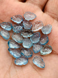 Aquamarine  Carving Leaf Shape •  8-9X11-12 MM Sizes AAA Quality • Natural Aquamarine • Medium Blue Aquamarine  Carving pear