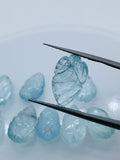 Aquamarine  Carving Leaf Shape •  8-9X15-17 MM Sizes AAA Quality • Natural Aquamarine • Medium Blue Aquamarine  Carving pear