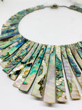 Abalone Shell Necklace - AAA Quality- Hand Braided Beads Pendant Necklace- Long Strip Trapezoid Beads Necklace