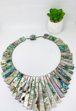Abalone Shell Necklace - AAA Quality- Hand Braided Beads Pendant Necklace- Long Strip Trapezoid Beads Necklace