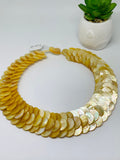 Mother of Pearl Necklace 15 mm Size - AAA Quality- Length 18 Inch - Yellow Mother of Pearl Coin Necklace