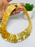 Mother of Pearl Necklace 15 mm Size - AAA Quality- Length 18 Inch - Yellow Mother of Pearl Coin Necklace