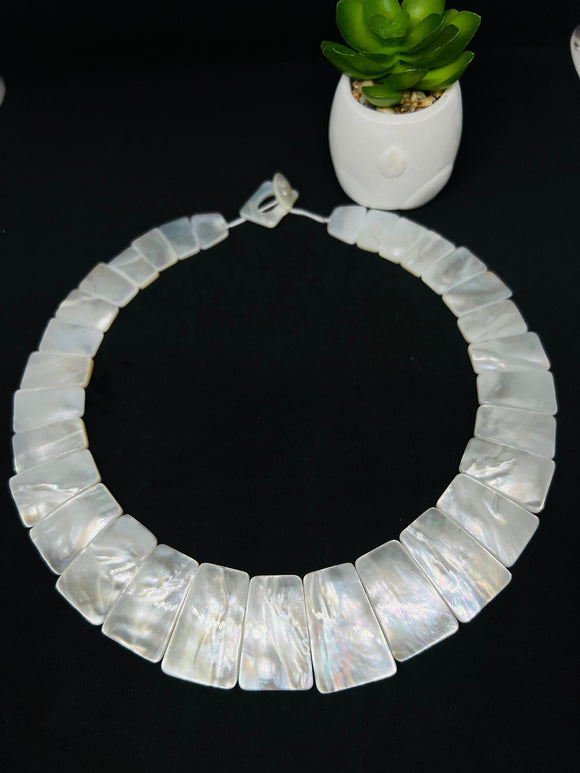 White MOP  Necklace - 20X15-36X25 mm Size - AAA Quality-  Hand Braided Beads Pendant Necklace-  Beads Necklace