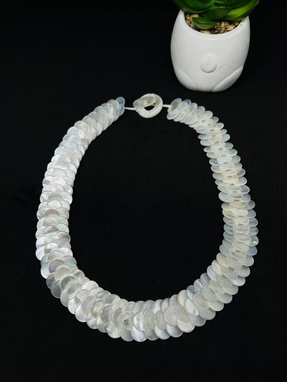 White MOP  Necklace - 15 mm Size - AAA Quality-  Hand Braided Beads Pendant Necklace-  Beads Necklace