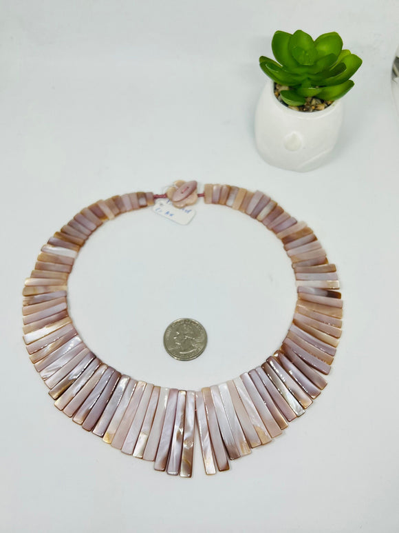 Pink Mother of Pearl Shell Necklace 15-40X6 mm Size  - AAA Quality- Length 18 Inch - Pink Mother of Pearl Necklace