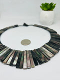 Black Mother Of Pearl Necklace • 15-40X6 mm Size •   AAA Quality • Length 20.7 Inch • Natural Black MOP necklace