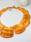 Spiny Oyster Shell Necklace With Turquoise • 28 -53 mm Size • AAA Quality • Natural Shell • Natural TQ • Shell Necklace • Orange Color