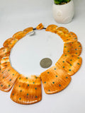 Spiny Oyster Shell Necklace With Turquoise • 28 -53 mm Size • AAA Quality • Natural Shell • Natural TQ • Shell Necklace • Orange Color