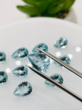 Aquamarine Pear Faceted 7x10 mm Size - Pack of 1 Piece - AAAA+ Quality - Dark Blue Color - Natural Aquamarine Stone