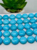 Kingman Turquoise 8 mm Cabs - Natural Turquoise Cabs- Quality AAA- gemstone cabs Pack of 2 pc 100% natural turquoise- Flat Back Cabochons