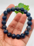 Blue Sapphire Bracelet 10 mm Size • Code # S9 • AAAA Quality • 7.5'' length • Natural Sapphire Beads • Sapphire Round Bracelet