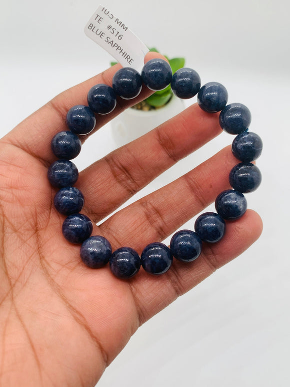 Blue Sapphire Bracelet 10 mm Size • Code # S16 • AAA+ Quality • 7.5'' length • Natural Sapphire • Sapphire Round Bracelet
