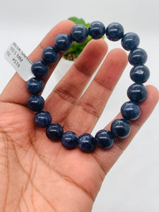 Blue Sapphire Bracelet 10.5 mm Size • Code # S19 • AAA+ Quality • 7.5'' length • Natural Sapphire  • Sapphire Round Bracelet