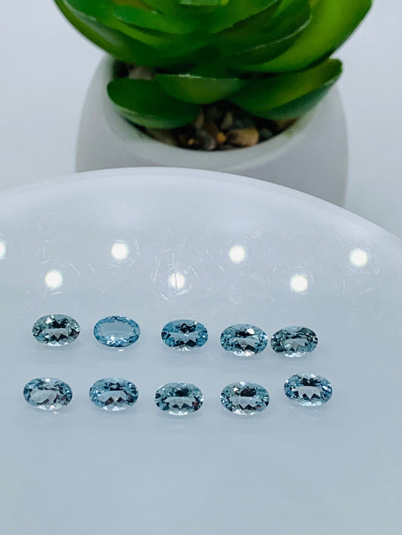 Aquamarine Oval faceted 4x6 mm Size  - Pack of 2 Piece - AAAA Quality -  Dark Blue Color -  Natural Aquamarine Stone