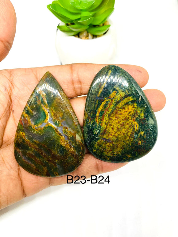 Bloodstone Cabochon • Code B23- B24 • Natural Bloodstone Cabs • Bloodstone Cabs • Perfect for Jewelry Making