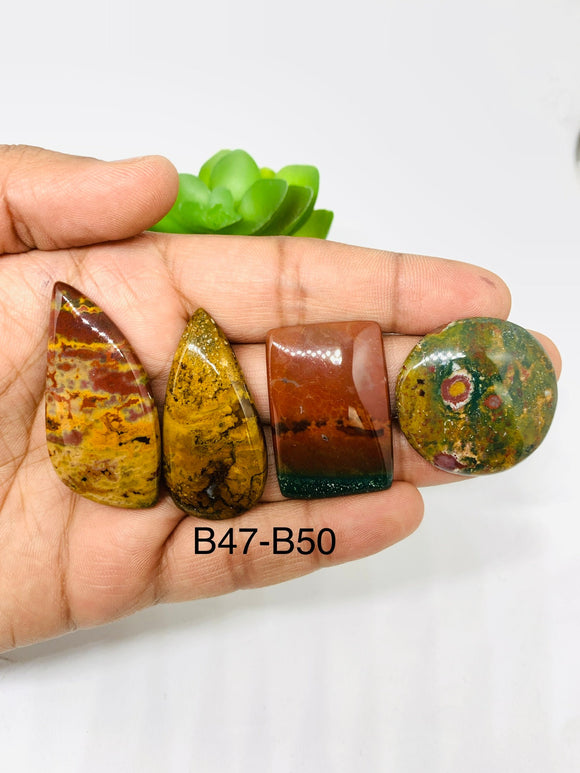 Bloodstone Cabochon • Code B47- B50 • Natural Bloodstone Cabs • Bloodstone Cabs • Perfect for Jewelry Making