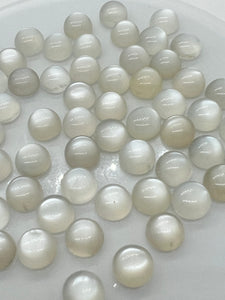 Moonstone Round 8 MM Cabs • Pack of 4Pcs • Natural White Moonstone Cabochons, Round cabs