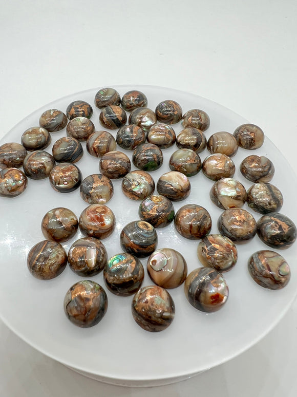 Abalone copper 10MM Shell Cabs, Pack of 5 pieces, Round cabochon for jewelry making,