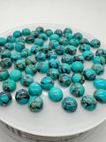 Turquoise 8mm Round Cabs- Quality AAA-Black Matrix Turquoise, gemstone cabs Pack of 5 pc- Black Matrix Turquoise Round Cabochon