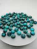 Turquoise 8mm Round Cabs- Quality AAA-Black Matrix Turquoise, gemstone cabs Pack of 5 pc- Black Matrix Turquoise Round Cabochon