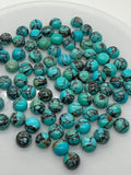 Turquoise 6mm Round Cabs- Quality AAA-Black Matrix Turquoise, gemstone cabs Pack of 6 pc- Black Matrix Turquoise Round Cabochon