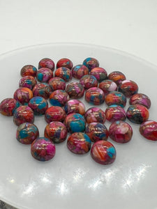 8MM Turquoise Pink Oyster Copper Cabochon • Pack of 5 Piece • AAA Quality • Round Cabs