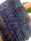 Iolite Faceted 3mm, Roundel faceted Beads, length 14”,Iolite roundel faceted, Natural Iolite. size variance 3-3.5MM