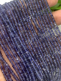Iolite Faceted 3mm, Roundel faceted Beads, length 14”,Iolite roundel faceted, Natural Iolite. size variance 3-3.5MM