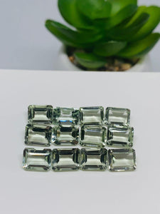 Prasiolite Faceted 6x8 MM Rectangele - Pack of 2 Pcs - AAA Quality - Natural  color -  Natural Prasiolite Stone- Green Amethyst loose stone