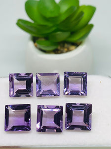 Amethyst 10MM Faceted Square-  Pack of 1 Piece - African Amethyst Square Cut Stone - Natural Amethyst Loose Stone