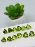 7MM Peridot Trillion faceted Pack of 2 PC - Natural Peridot Trillion Cut - Peridot loose Stones .Peridot faceted cabs