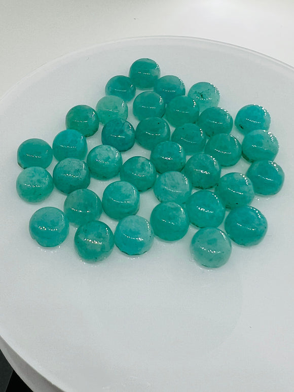 Amazonite Round 8MM Cabochons | Pack of  4 Pcs | AAA Quality | Peruvian Round Aqua Blue Amazonite Cabochons | Peruvian Amazonite Cabochons