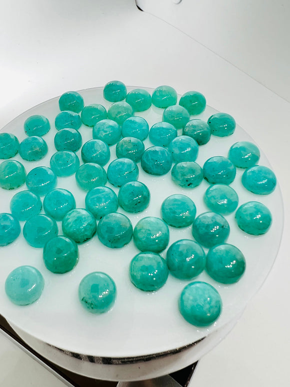 Amazonite Round 10 MM Cabochons | Pack of  4 Pcs | AAA Quality | Peruvian Round Aqua Blue Amazonite Cabochons | Peruvian Amazonite Cabochons