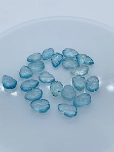 Aquamarine  Carving Leaf Shape •  8-9X11-12 MM Sizes AAA Quality • Natural Aquamarine • Medium Blue Aquamarine  Carving pear