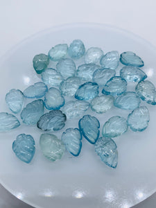 Aquamarine  Carving Leaf Shape •8-9X12-13 MM  Sizes AAA Quality • Natural Aquamarine • Medium Blue Aquamarine  Carving pear