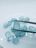 Aquamarine  Carving Leaf Shape •  10X13-15 MM Sizes AAA Quality • Natural Aquamarine • Medium Blue Aquamarine  Carving pear