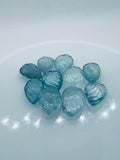 Aquamarine  Carving Leaf Shape •  10-11X 15-17 MM Sizes AAA Quality • Natural Aquamarine • Medium Blue Aquamarine  Carving pear