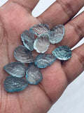 Aquamarine  Carving Leaf Shape •  10-11X 15-17 MM Sizes AAA Quality • Natural Aquamarine • Medium Blue Aquamarine  Carving pear